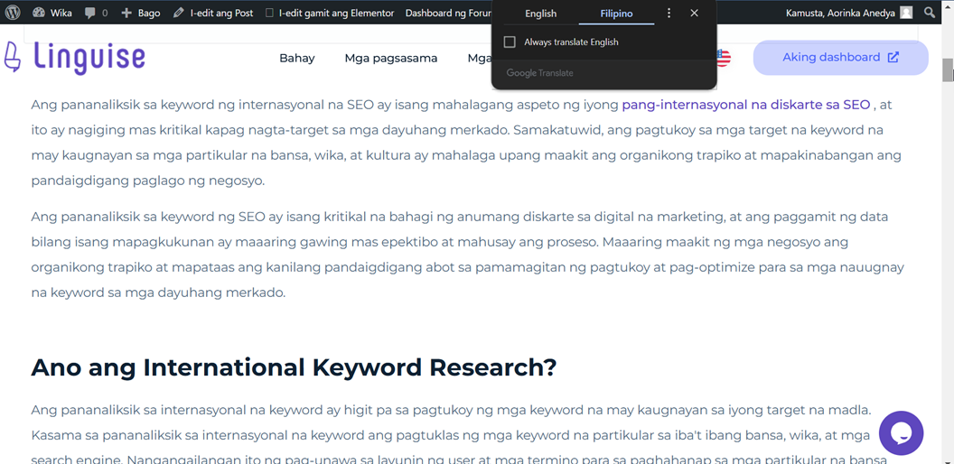 So übersetzen Sie Ihre Website vom Englischen ins Tagalog